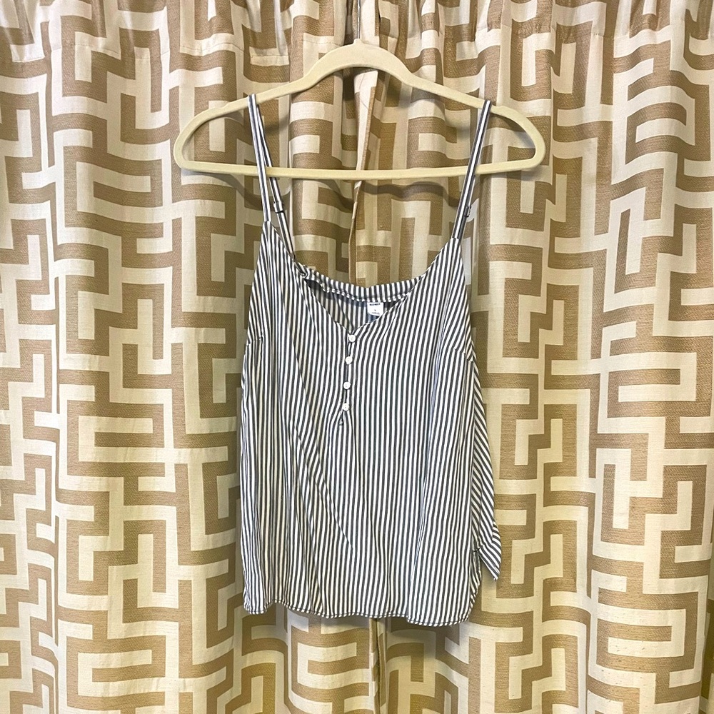 Dark grey and white tank top.